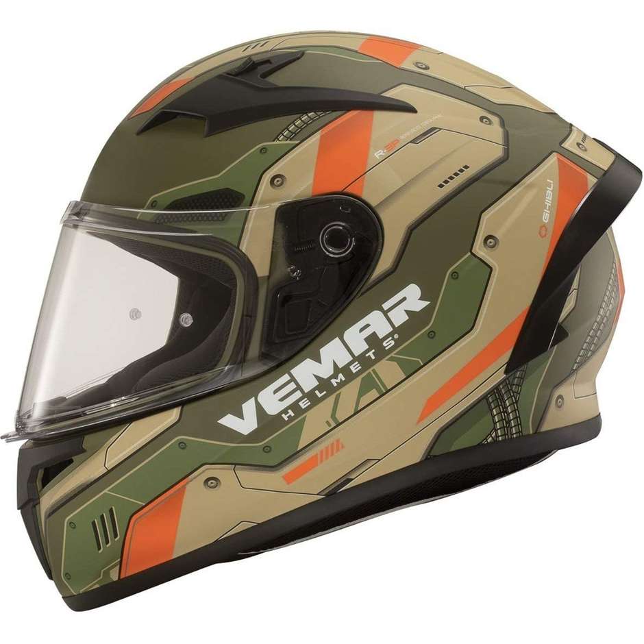 Integral Motorcycle Helmet Vemar VH Ghibli Robot Green Khaki Orange