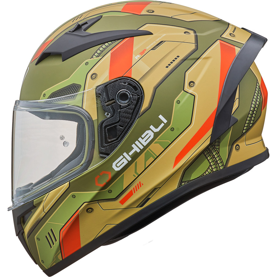 Integral Motorcycle Helmet Vemar VH Ghibli Robot Green Khaki Orange