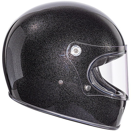 Integral Motorcycle Helmet Vintage 70s Premier Trophy U9 GLITTER SILVER