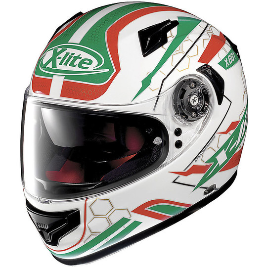 Integral Motorcycle Helmet X-Lite X-661 HoneyComb N-Com 39 Metal White White Green Red