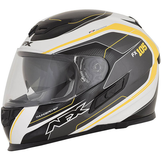 Integral Motorrad Helm AFX FX-105 Thunder Schwarz Gelb Weiß