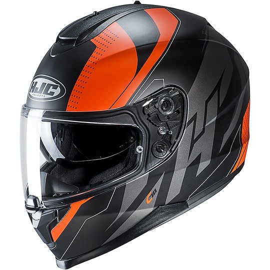 Integral Motorrad Helm HJC C70 Doppel Visier Boltas MC7SF Schwarz Orange