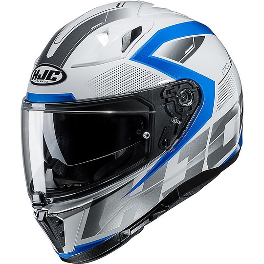 Integral Motorrad Helm HJC I70 Doppel Visier MC2 Blau Weiß