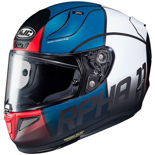 Integral Motorrad Helm Hjc RPHA 11 Quintain MC21SF Weiß Blau Rot