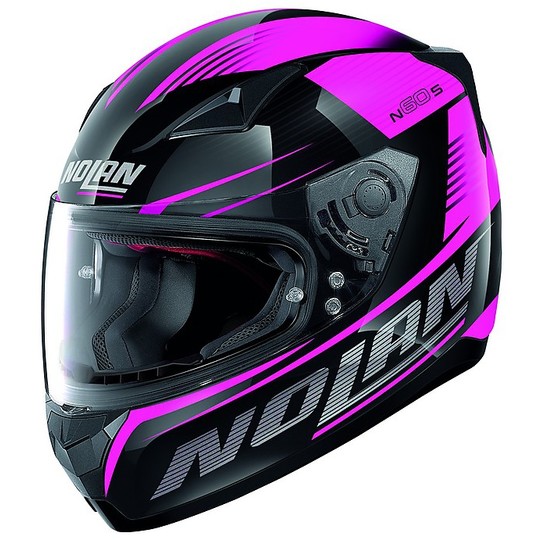 Integral Motorrad Helm Nolan N60.5 Motor 048 Schwarz glänzend Pink