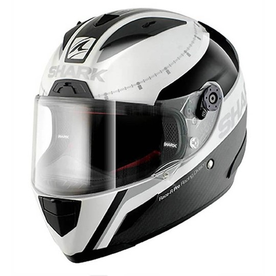 Integral Motorrad Helm Shark Race-R PRO CARBON Dual Touch Black White