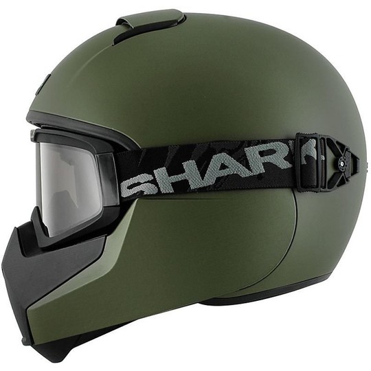 Integral Motorrad Helm Shark Vancore Mit Brillen Grün Deckende
