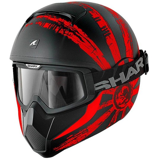 Integral Motorrad Helm Shark Vancore Mit Brillen Ryu Black Matte Red