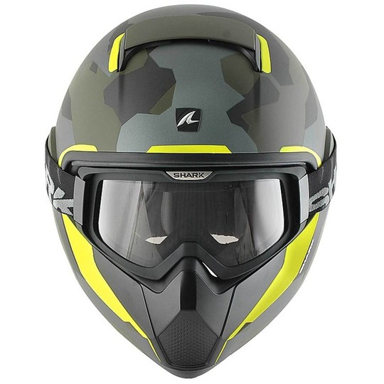 Integral Motorrad Helm Shark Vancore WIPEOUT Grün Opaque Yellow