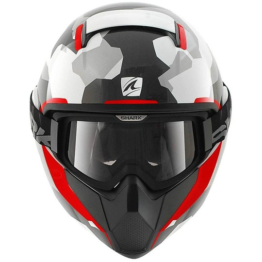 Integral Motorrad Helm Shark Vancore WIPEOUT Weiss Anthrazit Rot