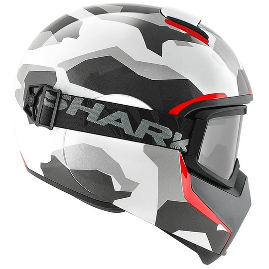 Integral Motorrad Helm Shark Vancore WIPEOUT Weiss Anthrazit Rot