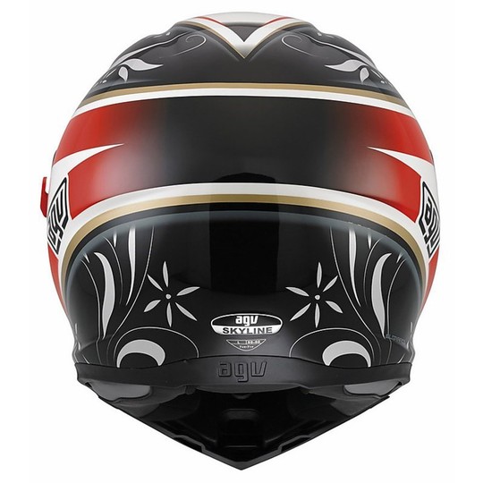 Integral Motorradhelm Agv Skyline Doppel Visor Multi Multi Flügel Weiß-Schwarz-Rot
