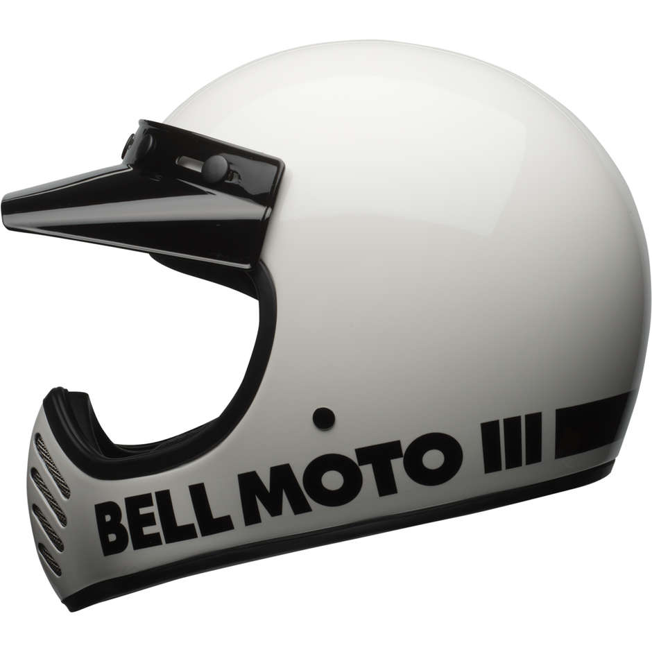 Integral Motorradhelm Bell MOTO-3 CLASSIC Glossy White