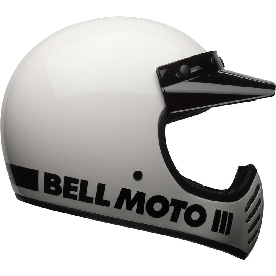 Integral Motorradhelm Bell MOTO-3 CLASSIC Glossy White
