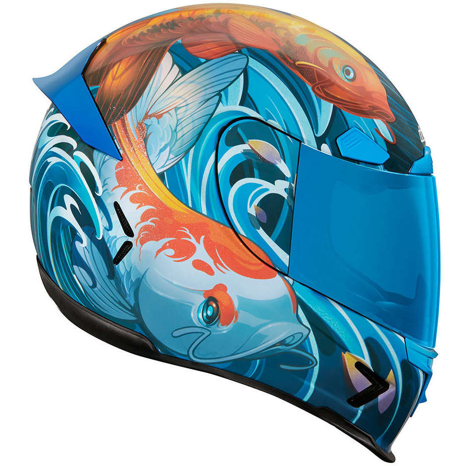 Integral Motorradhelm Icon AIRFRAME PRO KOI Blau