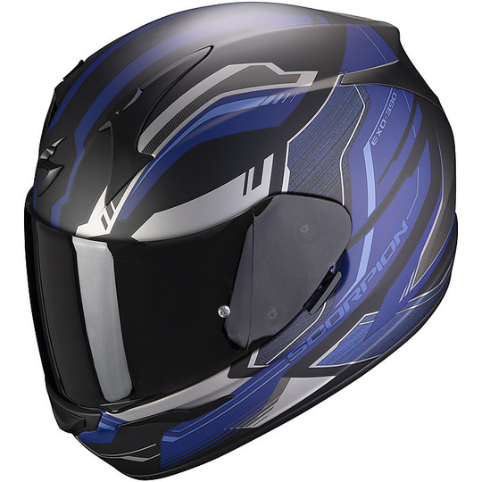 Integral Motorradhelm Scorpion EXO 390 BOOST Schwarz Silber Blau