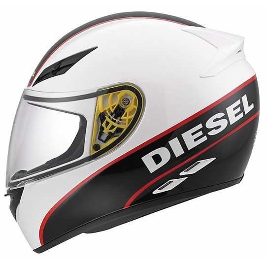 Integral Motorradhelm Voll Jack Diesel Multi Logo Weiß Schwarz Rot