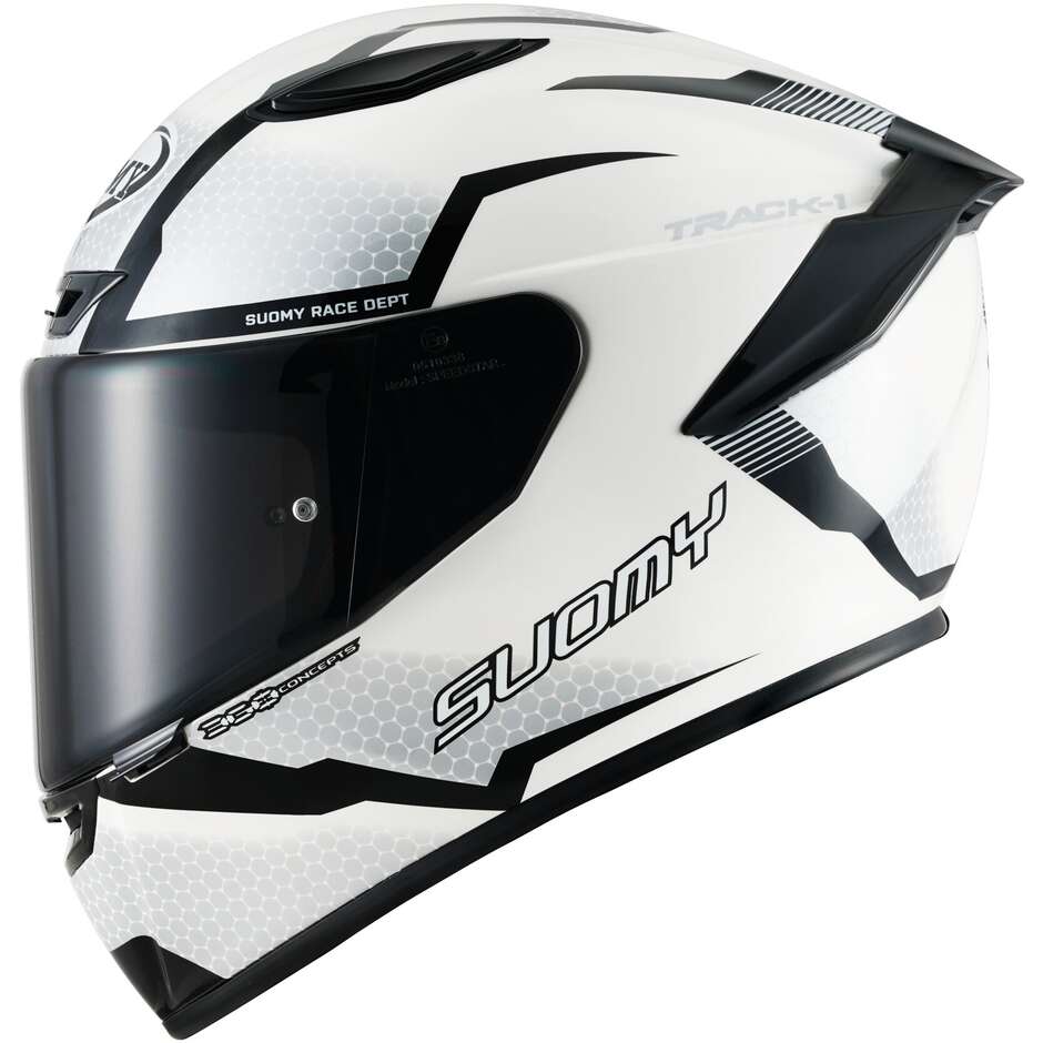 Integral Racing Moto Helm Suomy TRACK-1 REACTION Weiß Schwarz