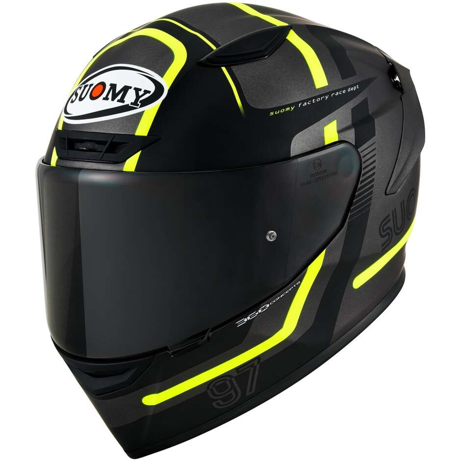 Integral Racing Moto Helmet Suomy TRACK-1 NINETY SEVEN Matt Gray Yellow