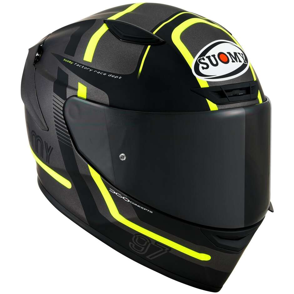 Integral Racing Moto Helmet Suomy TRACK-1 NINETY SEVEN Matt Gray Yellow