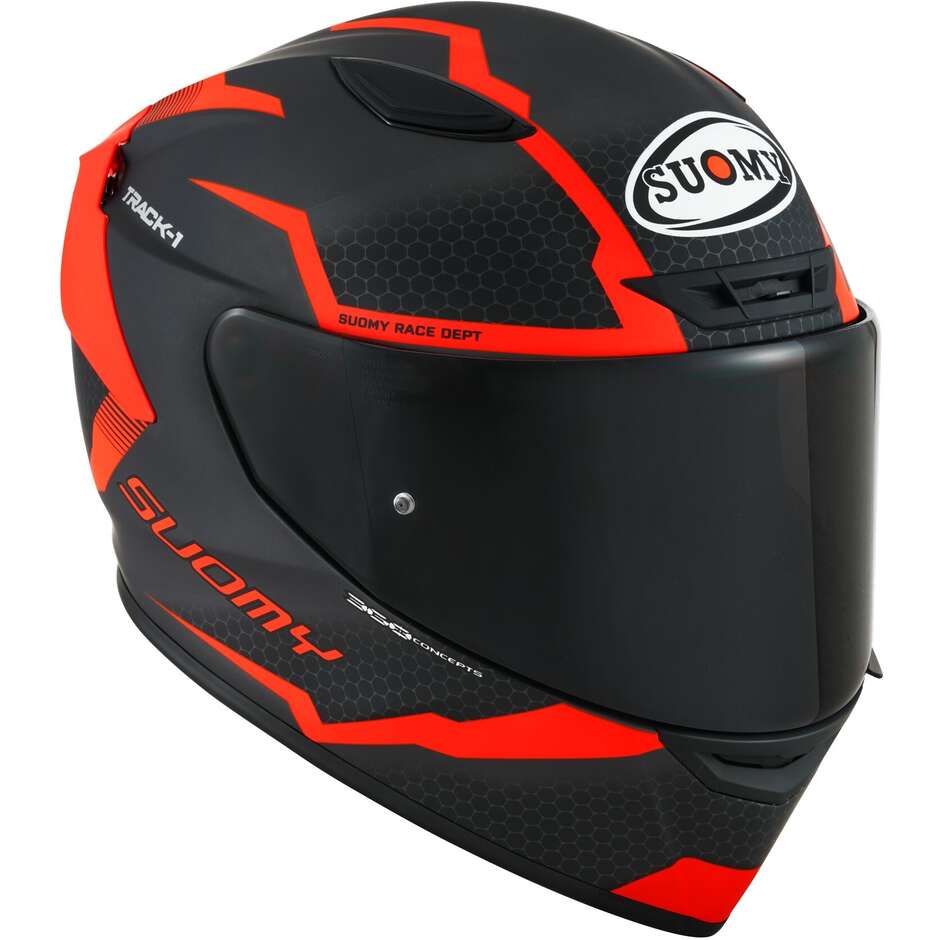Integral Racing Moto Helmet Suomy TRACK-1 REACTION Matt Anthracite Red