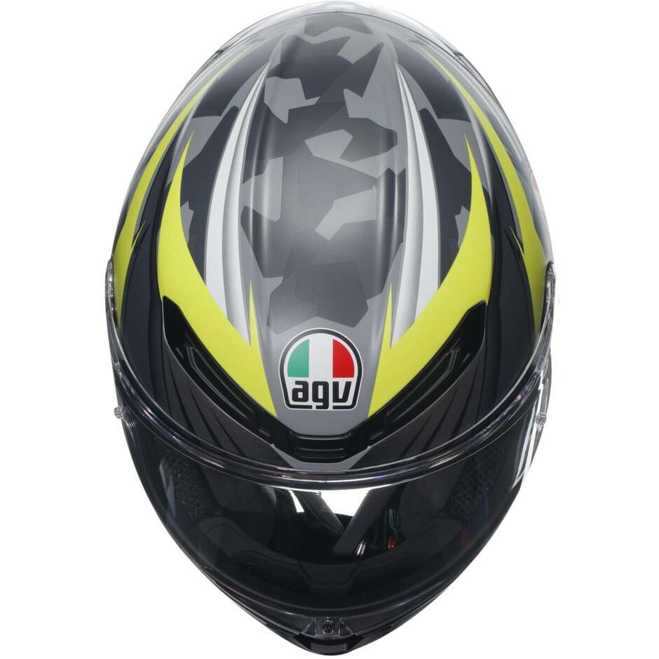 Integral Touring Motorcycle Helmet Agv K6 S EXCITE Matt Camo Yellow Fluo