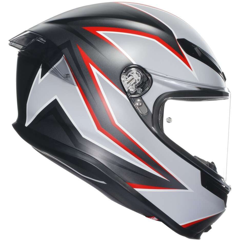 Integral Touring Motorcycle Helmet Agv K6 S FLASH Matt Black Gray Red