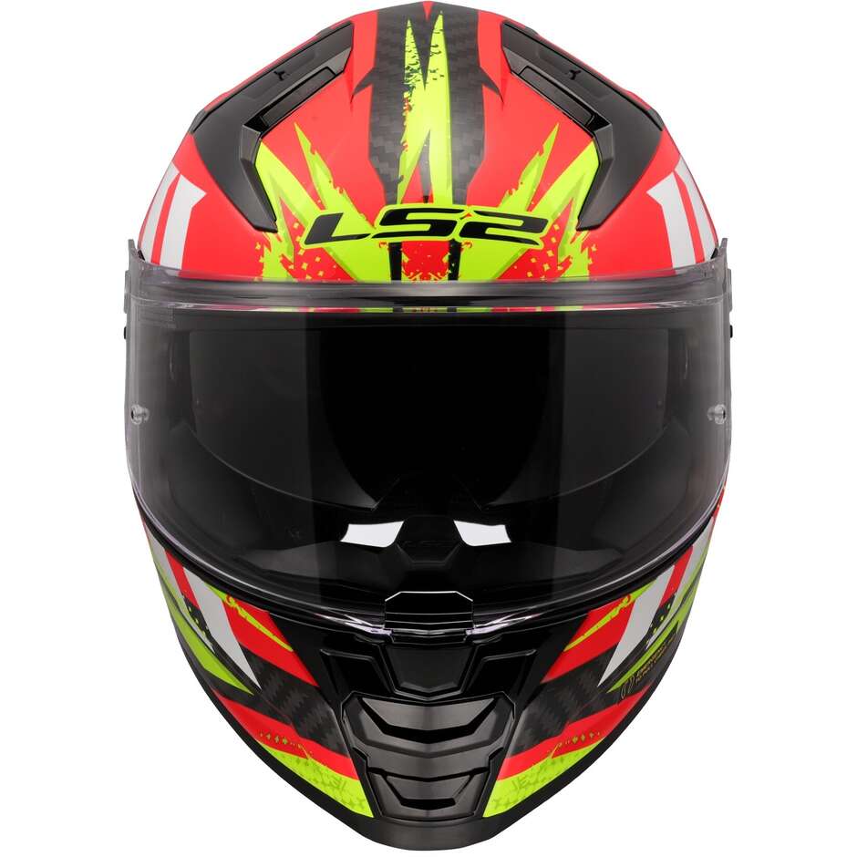 Integraler Carbon-Motorradhelm LS2 FF811 VECTOR II C TANTIC Rot Gelb Fluo