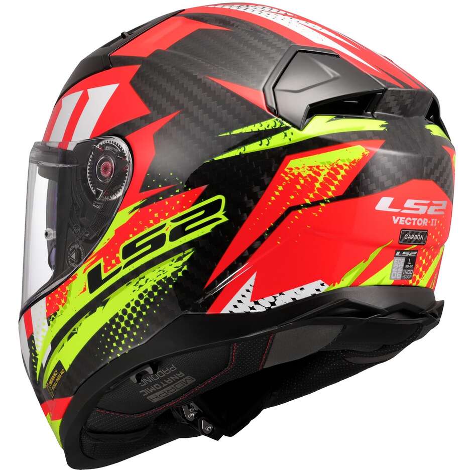 Integraler Carbon-Motorradhelm LS2 FF811 VECTOR II C TANTIC Rot Gelb Fluo