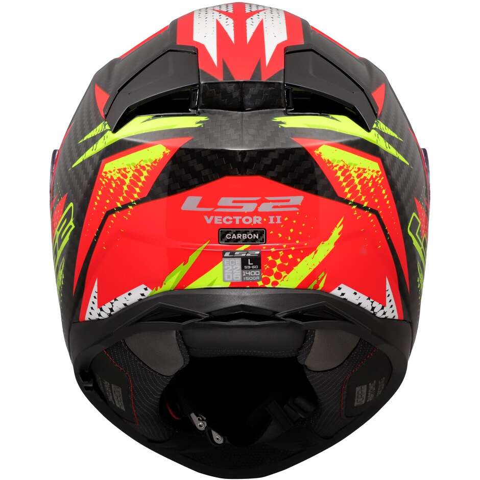 Integraler Carbon-Motorradhelm LS2 FF811 VECTOR II C TANTIC Rot Gelb Fluo