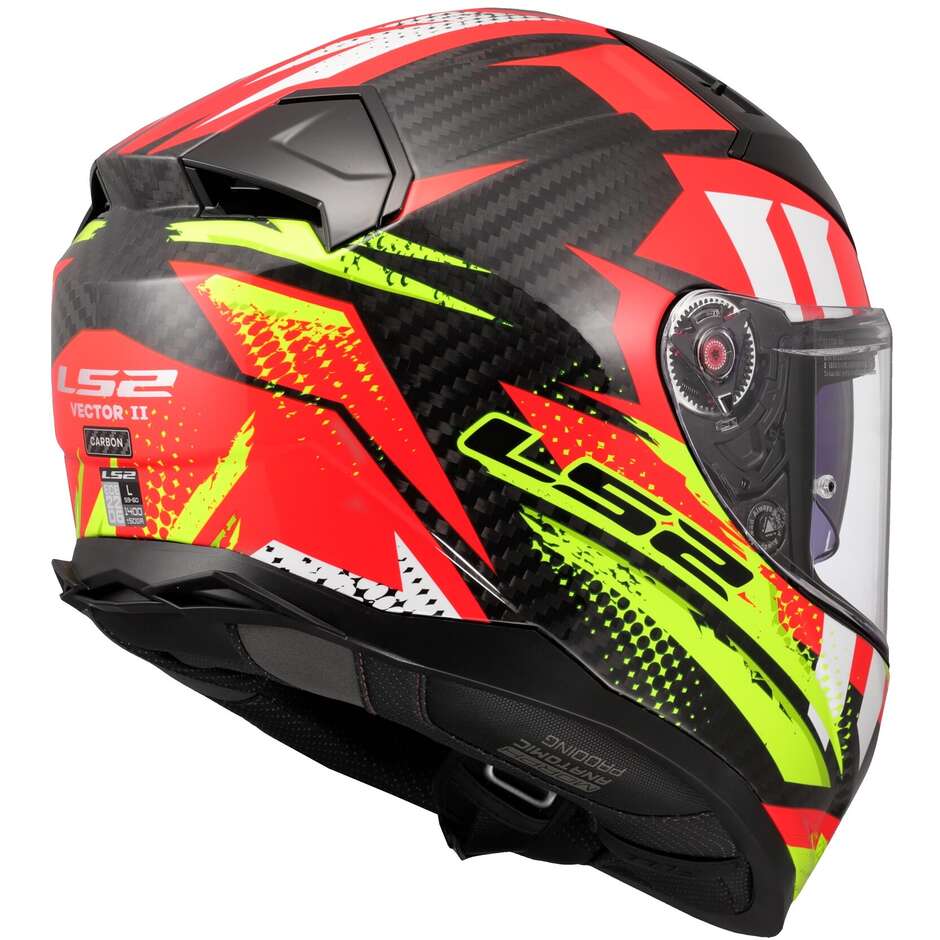 Integraler Carbon-Motorradhelm LS2 FF811 VECTOR II C TANTIC Rot Gelb Fluo