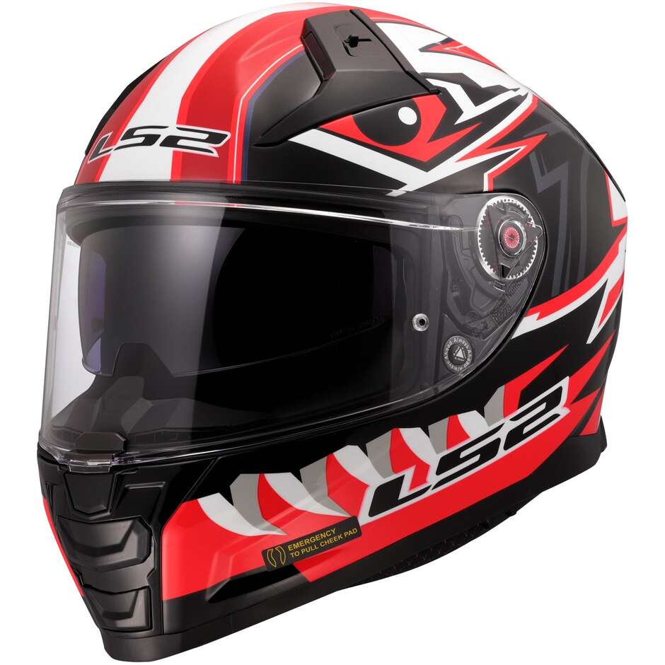 Integraler Motorradhelm aus HPFC LS2 FF811 VECTOR II BUNTRI Schwarz Rot