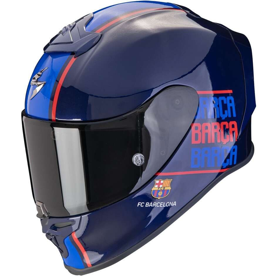 Integraler Motorradhelm aus Scorpion Fiber EXO-R1 EVO AIR FC BARCELONA Blau
