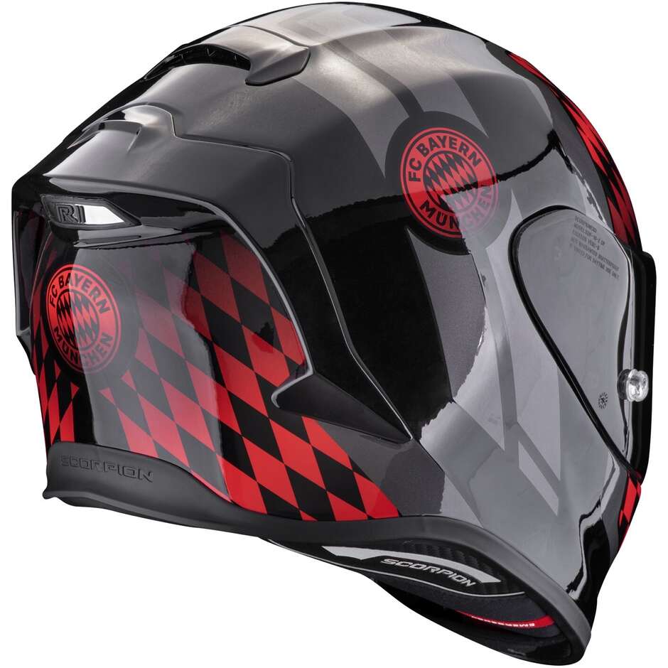 Integraler Motorradhelm aus Scorpion Fiber EXO-R1 EVO AIR FC BAYERN Schwarz Rot