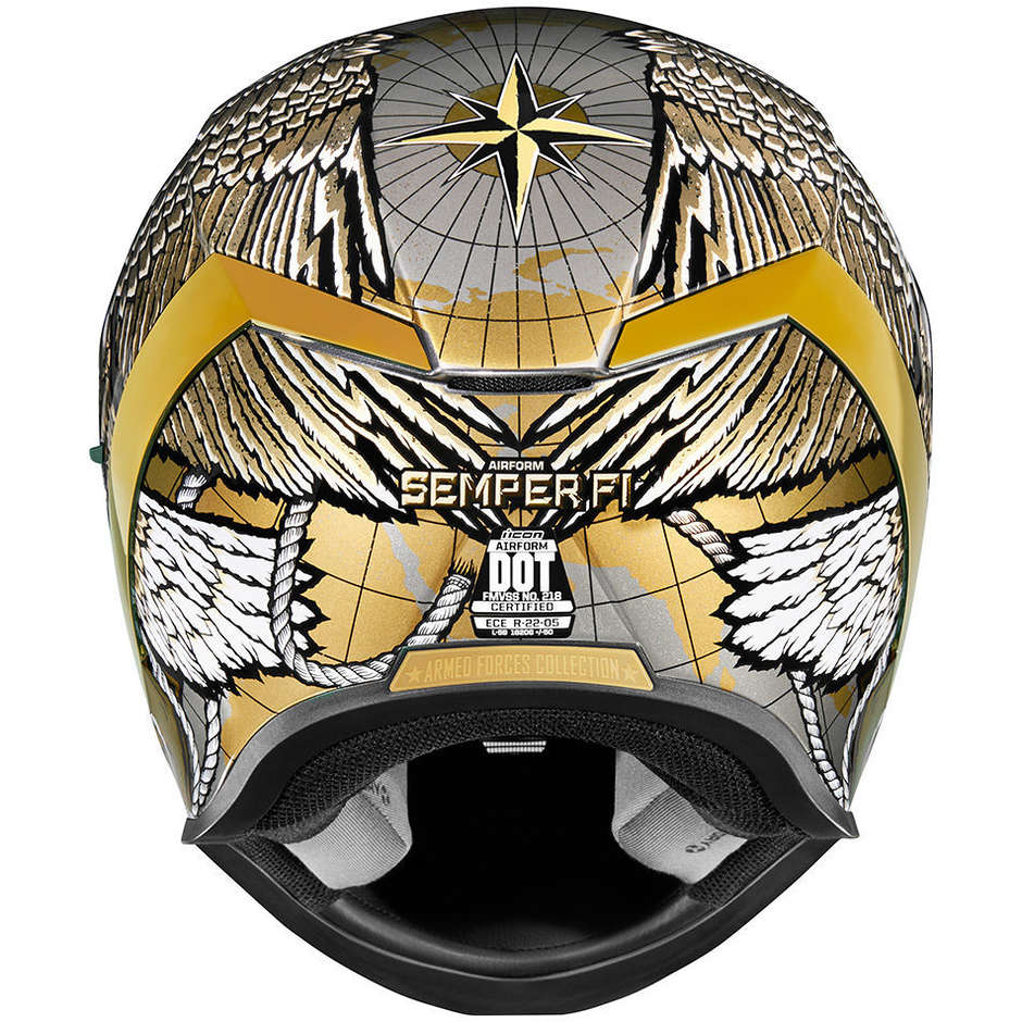 Integraler Motorradhelm Icon AIRFORM SEMPER FI Gold
