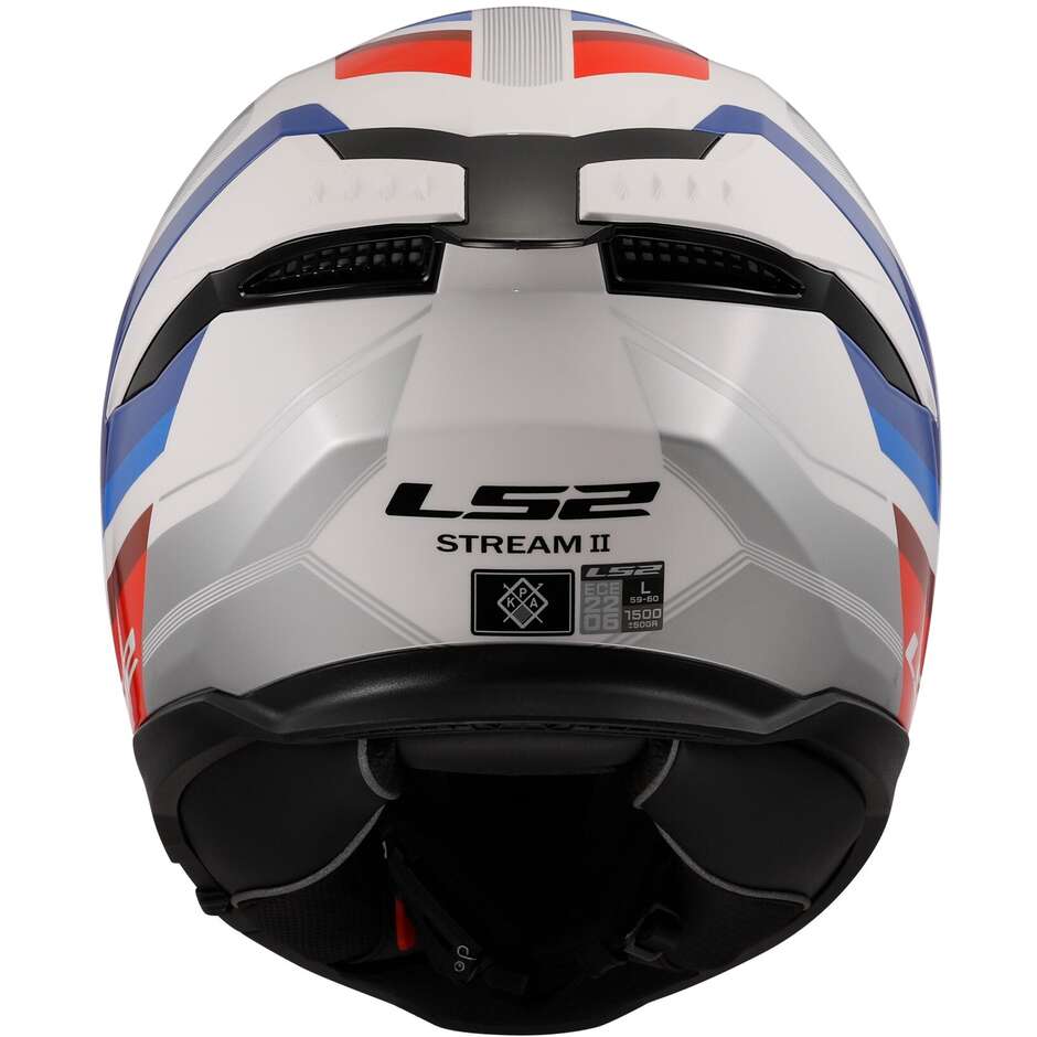 Integraler Motorradhelm Ls2 FF808 STREAM II Vintage Weiß Blau Rot