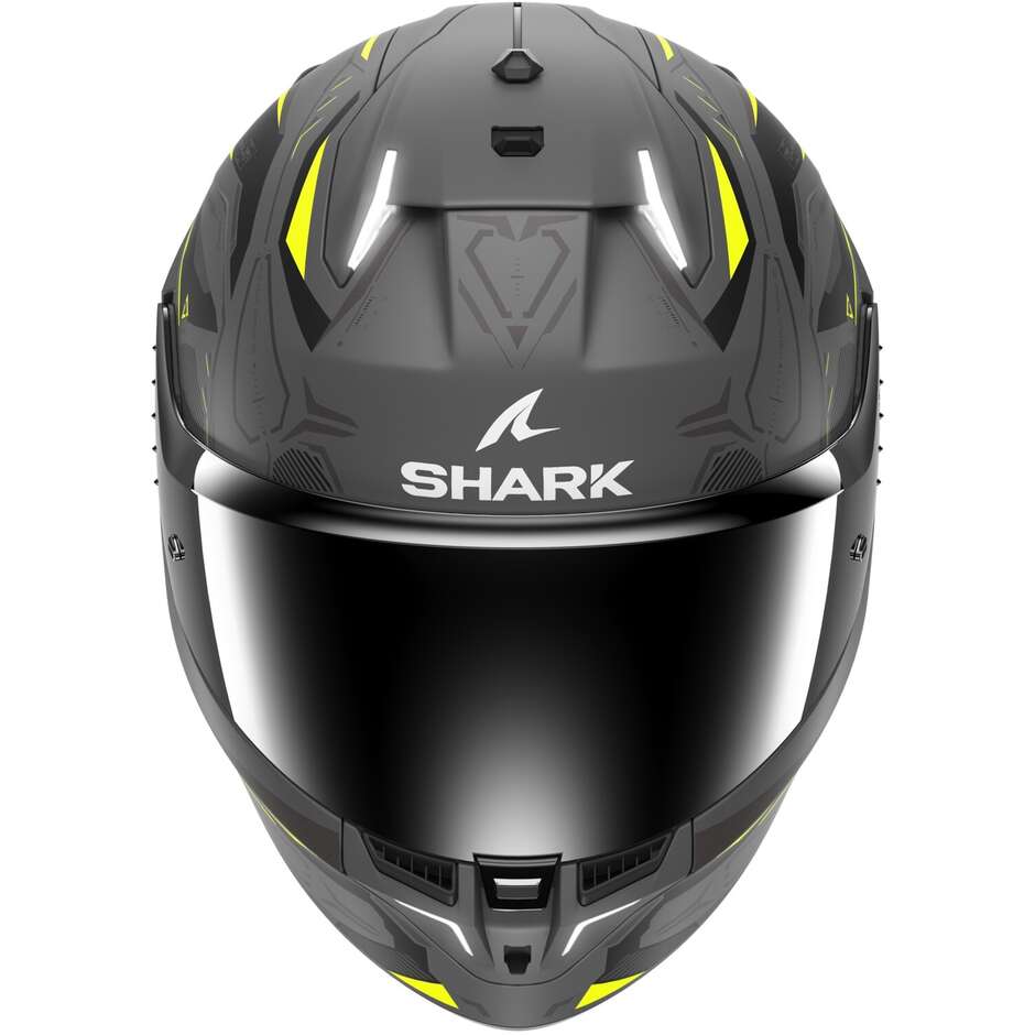 Integraler Motorradhelm mit LED Shark SKWAL i3 LINIK MAT Anthrazit Gelb Schwarz