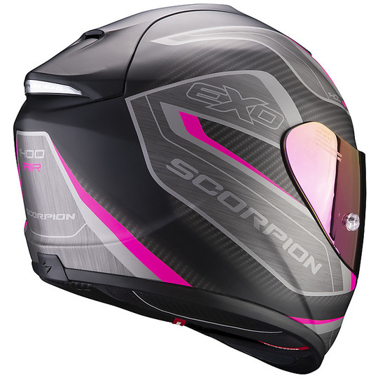 Integraler Motorradhelm Scorpion Fiber EXO 1400 Air ATTUNE Schwarz Opaque Pink