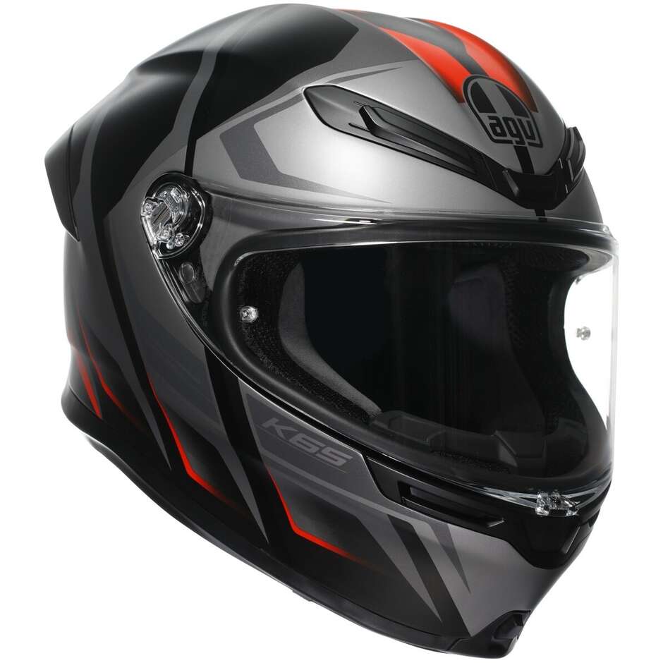 Integraler Touring-Motorradhelm aus AGV K6 S KARVE-Faser, mattschwarz, grau, rot