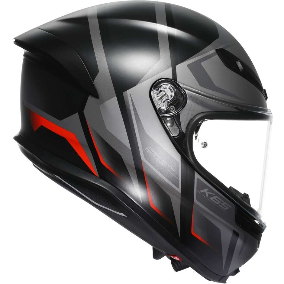 Integraler Touring-Motorradhelm aus AGV K6 S KARVE-Faser, mattschwarz, grau, rot