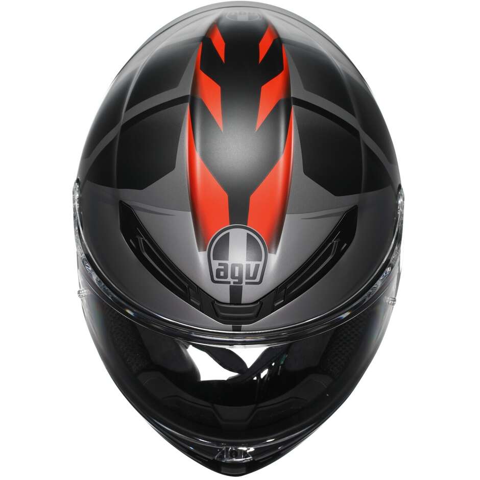 Integraler Touring-Motorradhelm aus AGV K6 S KARVE-Faser, mattschwarz, grau, rot