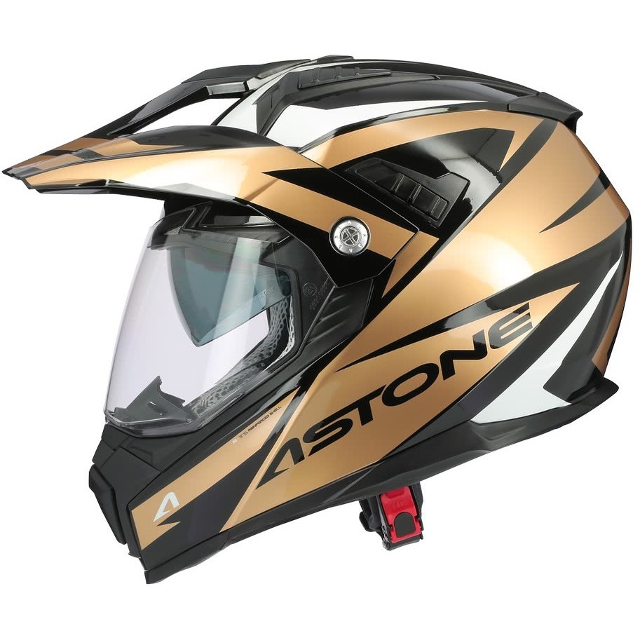 Integrierter Cross-Enduro-Motorradhelm Astone CROSSMAX Ouragan Glossy Gold