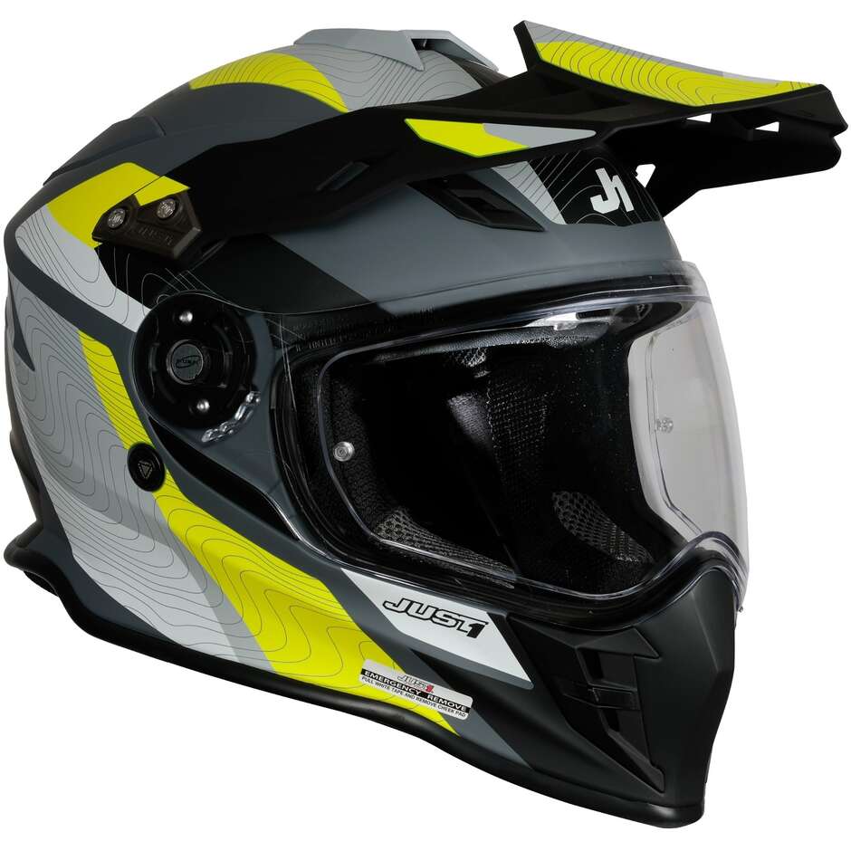 Integrierter Motorradhelm Adventure Just1 J34 Pro Globe Black Yellow