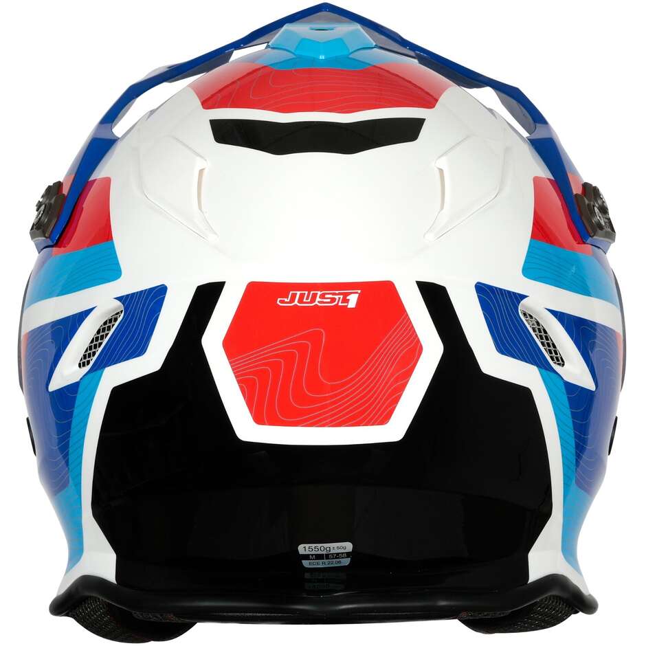 Integrierter Motorradhelm Adventure Just1 J34 Pro Globe Blu Red White