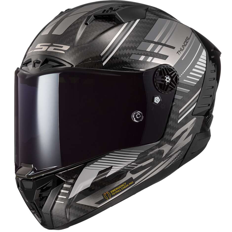 Integrierter Motorradhelm aus Carbon Ls2 FF805 THUNDER C VOLT Schwarz Glänzend Grau -06