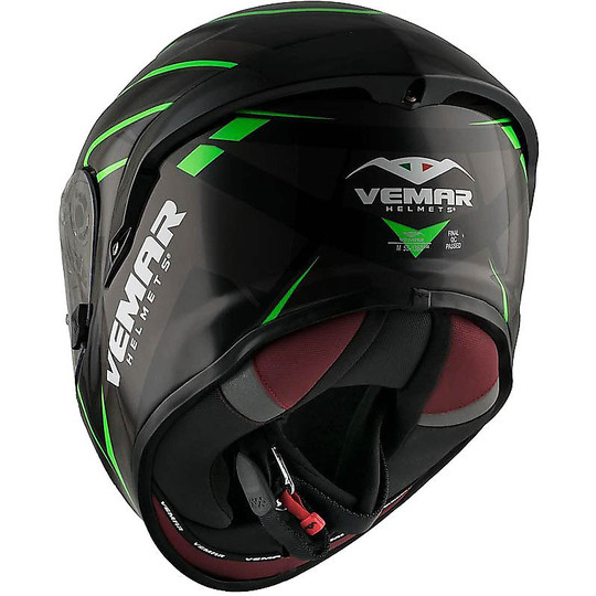 Integrierter Motorradhelm aus Fiber Vemar Hurricane SPARK H020 Schwarz Grün