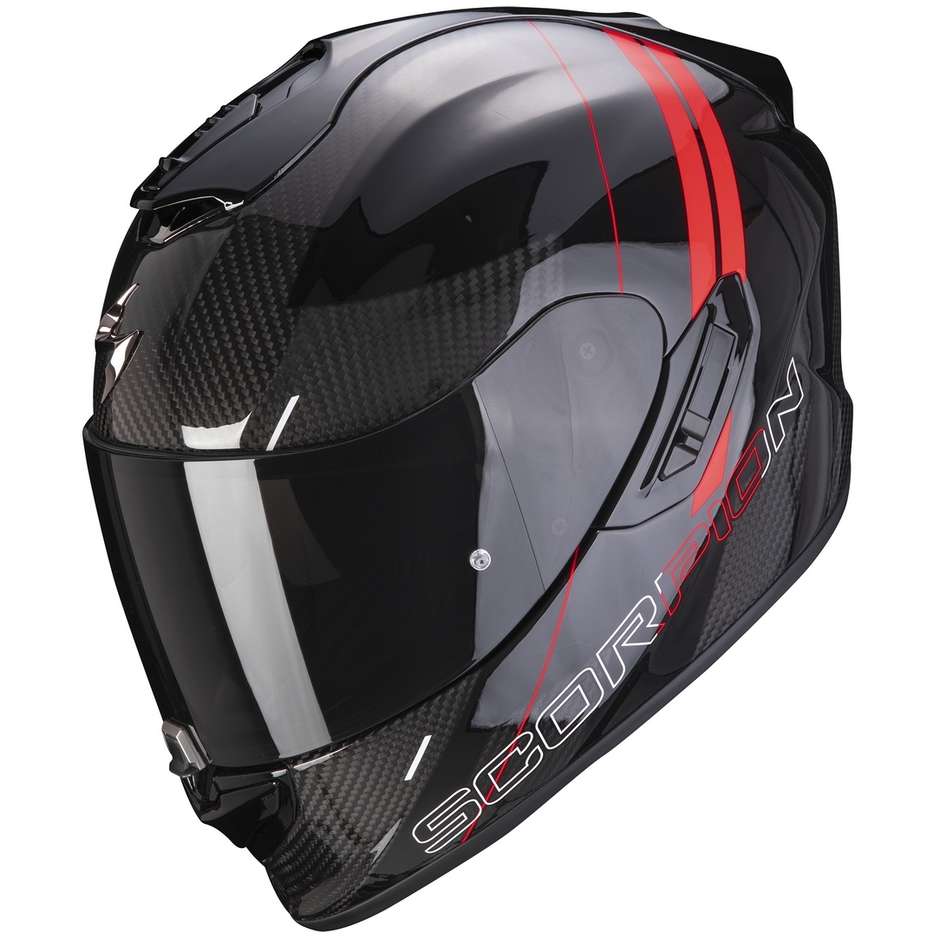 Integrierter Motorradhelm aus Scorpion Carbon EXO-1400 CARBON AIR DRIK Schwarz Rot