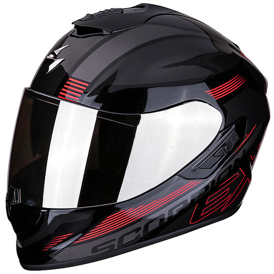 Integrierter Motorradhelm aus Scorpion Fiber EXO 1400 Air FREE Schwarz Rot