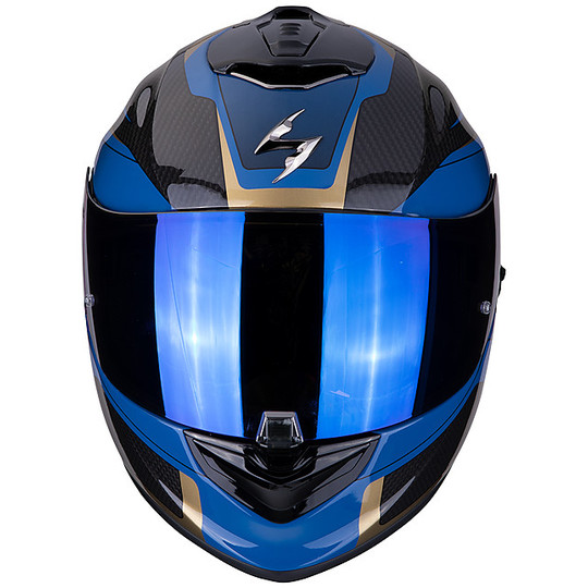 Integrierter Motorradhelm aus Scorpion Fiber EXO 1400 Carbon Air ESPRIT Schwarz Blau