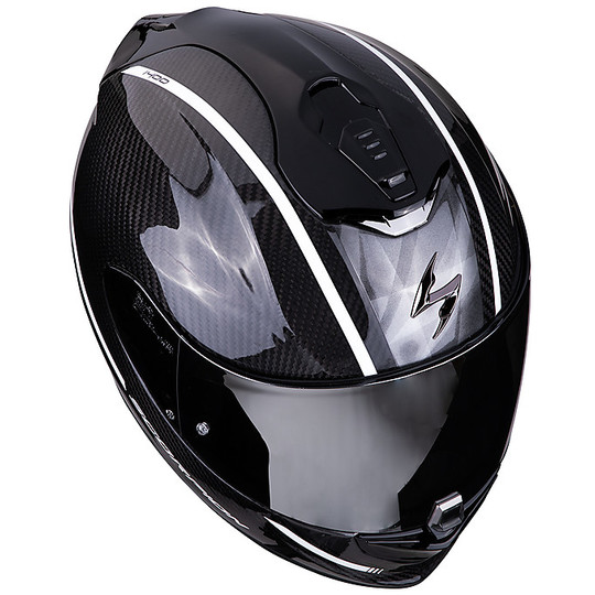 Integrierter Motorradhelm aus Scorpion Fiber EXO 1400 Carbon Air GRAND Weiß